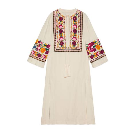 gucci floral embroidery kaftan|gucci kaftan dress.